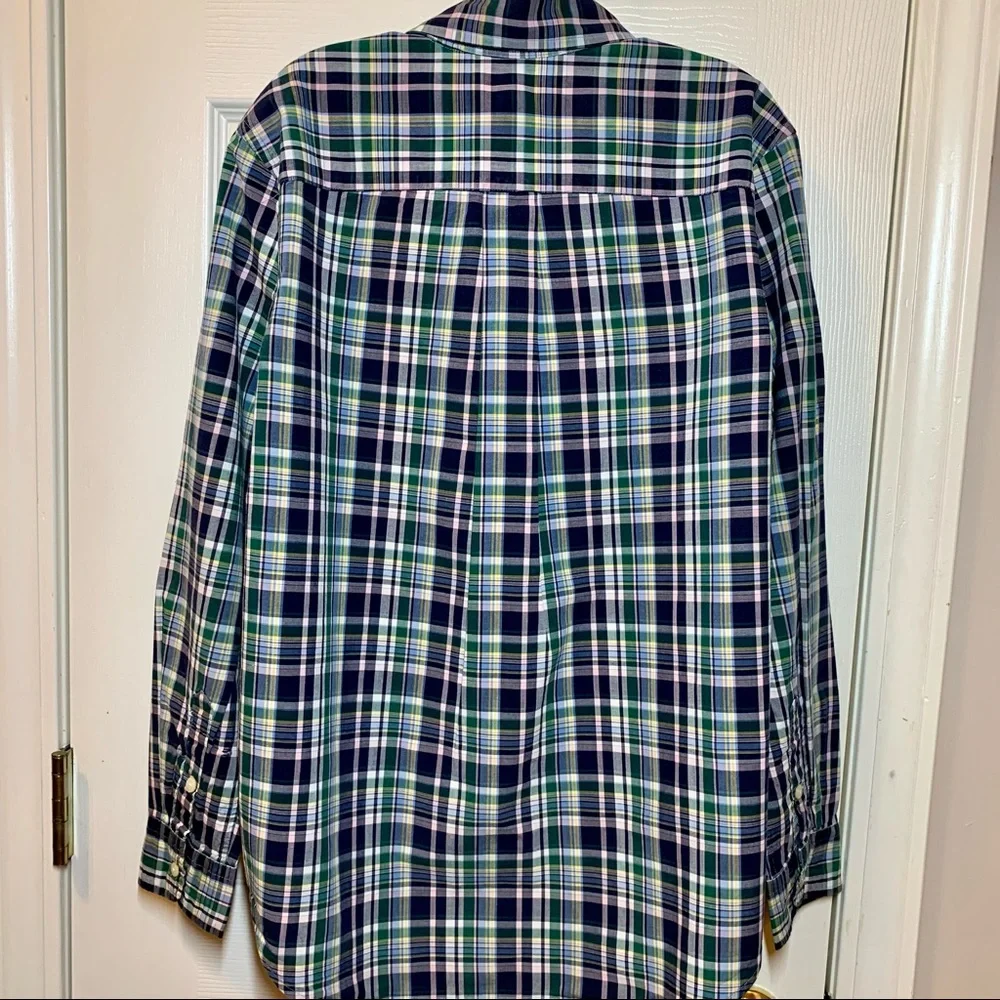Ralph Lauren Boy’s Large(14-16) Navy Plaid Button Down Collar Shirt, Lik…